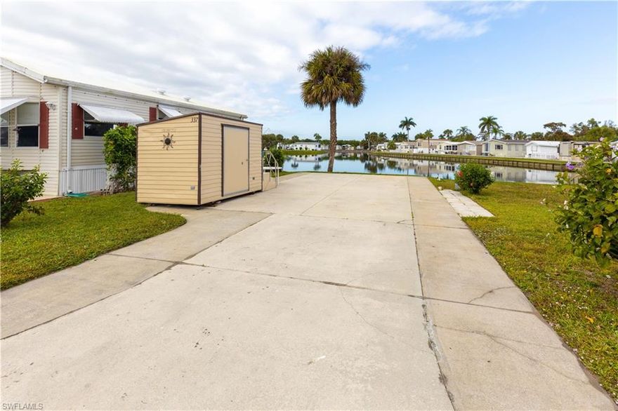 This RV site sits on the shore of a beautiful little lake.  You will love watching the sun set each evening while you enjoy your favorite Florida beverage.  Equipped with a shed for your storage.  Close to Walmart, Publix, CVS, Walgreens.  Only 5 miles to a public boat launch, 8 miles to Marco Island, and only about 12 miles to downtown Naples, this is indeed paradise in the winter months.  Come on down and check out our beautiful SW Florida weather.
