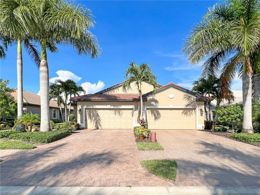 This gorgeous immaculate Wellington model in Paloma is located in one of the more desirable locations in Bonita Springs & convenient to shopping, dining, RSW airport & beaches. This tastefully decorated home has 2 Bedrooms with Den, 2 full Baths, plantation shutters, brand new washer & dryer, storm protection screens thru out and a 2 Car Garage. The beautiful designer kitchen with open design living space is perfect for entertaining. The kitchen features upgraded 42" Cherry soft close cabinets and granite countertops and stylish backsplash. This villa has beautiful furniture and exquisite light fixtures. Furniture is included since it all fits perfectly. The lanai has a western exposure for sunsets from your own back yard. The master bedroom looks out onto the lake and inside the master bath are double-sinks, granite counter tops, a walk in shower and a soaking tub. Paloma is a Gated Community offering a Community Pool, Tennis, Bocce, and Fitness Room. No CDD like most newer communities have. Low HOA fees covers landscaping & lawn car, outside pest control and irrigation.
