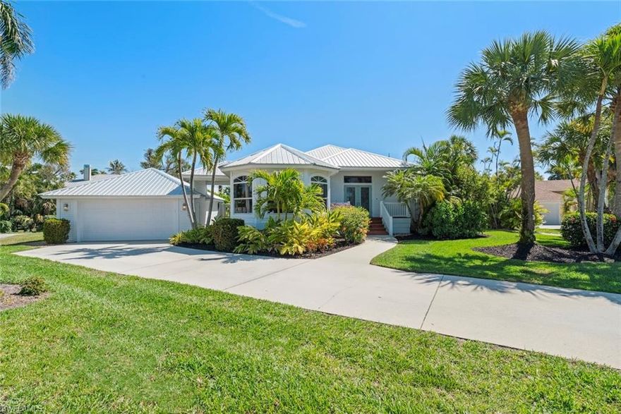 NEWLY REMODELED Sanibel Island 3 bed/3.5 baths in the near beach community of East Rocks. Quick walk or bike to multiple beach accesses. Situated on a spacious lot at the end of a cul-de-sac. Super private location, screened private pool, large back yard with plenty of room for a fence. Completely remodeled down to the studs in 2023 featuring new metal roof, all new kitchen with island, brand new appliances, new quartz countertops, entirely new tile floors throughout, new screen enclosure, fresh paint. All bathrooms feature designer tile, new showers and all new designer plumbing fixtures. Split design with primary suite on one side of the home and two guest suites on the other. Enjoy a half bathroom accessible from the kitchen or pool! Extra interior storage and beautiful vaulted ceilings make this home very efficient, spacious and a delight to entertain. Highly desirable vacation rental with private pool and easy beach access. Spacious 2 car garage attached via breezeway. All furnishings, linens and housewares are included. Just bring your toothbrush. Island living at it's finest!
