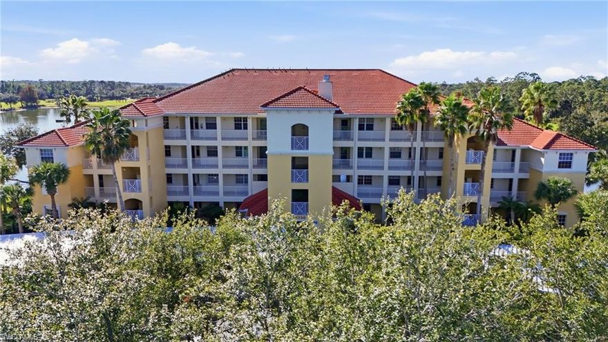 Enjoy easy Florida living in this top-floor, 2-bedroom, 2-bath condo located in the desirable Ravenna neighborhood of Pelican Preserve. Offering 1,283 square feet of open living space, this residence features volume ceilings, a light-filled great room, and sliding glass doors leading to a screened lanai with tranquil lake views.

The primary suite includes an ensuite bath with a walk-in shower, while the guest bedroom and second full bath provide comfortable space for visitors. Additional highlights include elevator access, a detached carport, and concrete block construction.

Pelican Preserve is a guard-gated, resort-style community known for its exceptional amenities, including pools, fitness and spa facilities, pickleball and tennis courts, walking and biking paths, golf (non-equity), on-site dining, and social activities. Conveniently located near shopping, dining, and all that Fort Myers has to offer, this home is ideal for full-time living or a seasonal retreat.