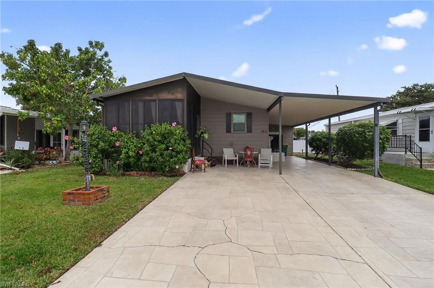 Discover comfortable, low-maintenance living in this well-maintained 2-bedroom, 2-bath mobile home located in the desirable gated Windjammer Village. Cozy and inviting layout with a relaxing patio/sunroom for year-round enjoyment. This charming home provides the perfect blend of tranquility, convenience, and community engagement in one of Naples' most sought-after 55+ neighborhoods. Ample parking and a dedicated storage room with an included washer and dryer. Additional rear parking space available for your RV, boat, or extra vehicle.
Ideal for residents seeking a peaceful Florida retreat. Gated entry for added security, very close to shopping centers, medical facilities, renowned restaurants, boutiques, cultural attractions, and don't forget the beautiful Gulf beaches and recreational opportunities.