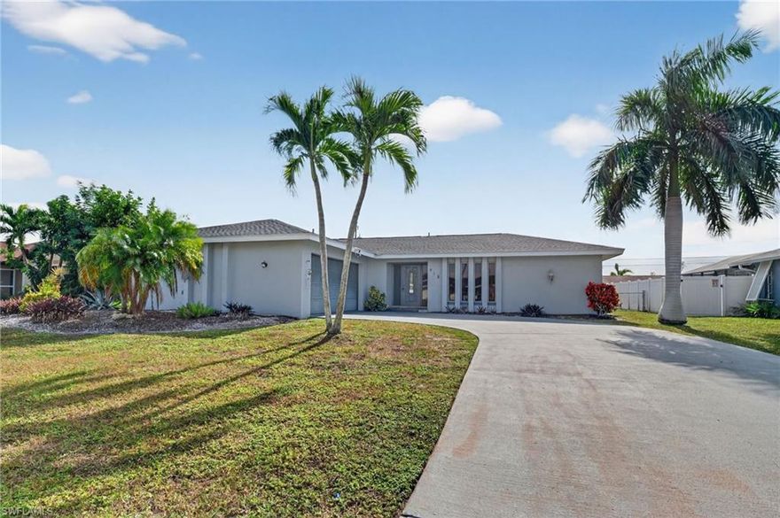 Nestled in the highly sought-after Country Club area of SE Cape Coral, this spacious home offers the perfect blend of comfort, convenience, and lifestyle. Surrounded by waterfront homes in a well-established neighborhood, it’s a place where every day feels like a vacation. Bright split floor plan with a large open kitchen, formal dining, tile throughout the house and in-home laundry. A master suite with dual sinks, tiled shower, and private lanai access. Side-load garage and a fenced yard ready for your dream pool. Major updates already done with New Roof (2021) and A/C Condenser (2018), New Water Heater and Garbage disposal. Assessments are paid in full with no utility balance to worry about. Plenty of Lifestyle Perks being minutes from Downtown Cape Coral, the Yacht Club, and both bridges for easy access into Fort Myers. Whether you’re boating, dining, or exploring the Gulf Coast, this location puts you at the center of it all.
Why This Home?  It’s not just a house — it’s a canvas for your Florida dream. Imagine morning coffee on the lanai, weekends by your future pool, and evenings spent enjoying the vibrant Cape Coral lifestyle. With every detail ready for you, this is truly the best place on earth to call home.