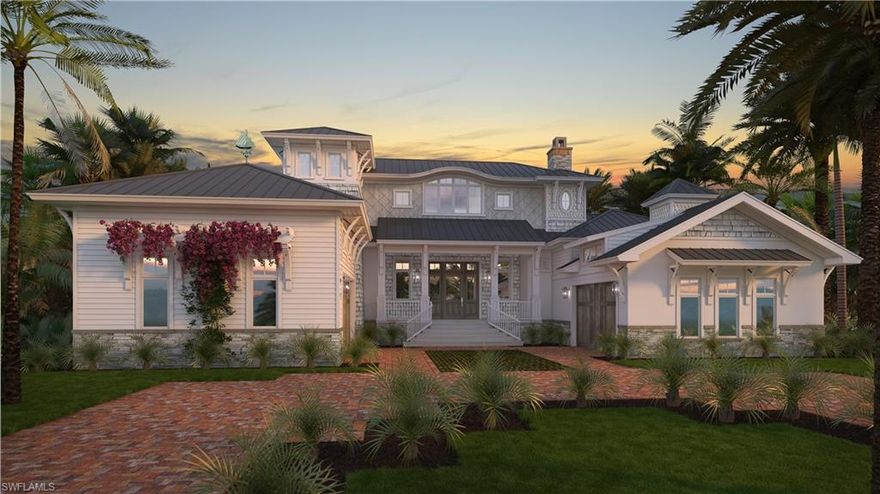 Calusa Construction’s latest custom home located in Old Naples is the best of a Nantucket beach style home w open floor plan & coveted southern exposure. Four houses from beautiful Naples beaches, this home offers two stories of workmanship & detail that are the company’s trademark. Interior space includes custom entry door & staircase, study w glass barn doors, great room w Davinci fireplace, kitchen w large island & custom cabinetry, open dining room w adjacent glass wine room, catering kitchen/laundry/craft room, luxurious master suite, 2 spacious guest suites, & powder room. The second-floor spaces include 2nd master suite w Euro style bath, VIP suite, lounge/game room w bar, & powder bath. Massive outdoor living includes kitchen w Wolf grill, motorized screens & shutters, fire pit & fire/water bowls, pool bath & private master lanai w fireplace.  Exterior features cedar shingles, artisan siding, stone veneer & shell stone pool deck. Special details include board & batten, reverse board & batten, paneled walls & ceilings, nickel gap wainscoting, ceiling beams w recessed & peripheral lighting, Lutron lighting, 3.5 car garage, elevator, generator, all wood, tile or stone floors.