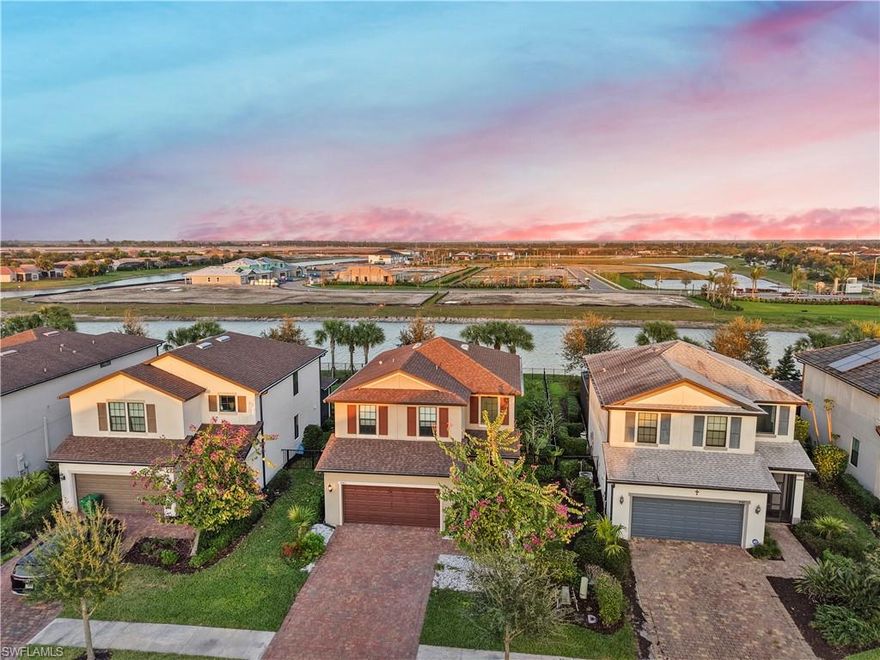 Welcome to this beautifully maintained two-story home in Avalon Park, located just minutes from Downtown Ave Maria. Enjoy breathtaking lake and sunrise views from your screened lanai, the perfect spot to start your morning or unwind in the evening. This 3-bedroom, 2.5-bath home offers 1,853 square feet of living space, featuring tile flooring downstairs and carpet upstairs for added comfort. The open-concept main living area flows seamlessly into the kitchen and dining space, while the upstairs loft provides an additional living or entertainment area.
Step outside to your own private tropical retreat. The lush landscaping includes a wide variety of mature fruit trees and garden plants, including passion fruit vines, tamarind, moringa, loquat, papaya, mango, lemon, guava, banana, sugar cane, and avocado, along with lantern plants and garden areas perfect for anyone who loves fresh fruit and outdoor living. Additional highlights include a two-car attached garage, screened lanai with lake views, ceiling fans, central electric cooling, and a washer and dryer in residence. Residents of Avalon Park enjoy access to community amenities such as parks, a dog park, fitness center, playground, tennis courts, and scenic biking and jogging paths.
Located in the heart of Ave Maria, this home offers the perfect balance of tranquility and convenience, close to shops, dining, and all the charm of this growing community.