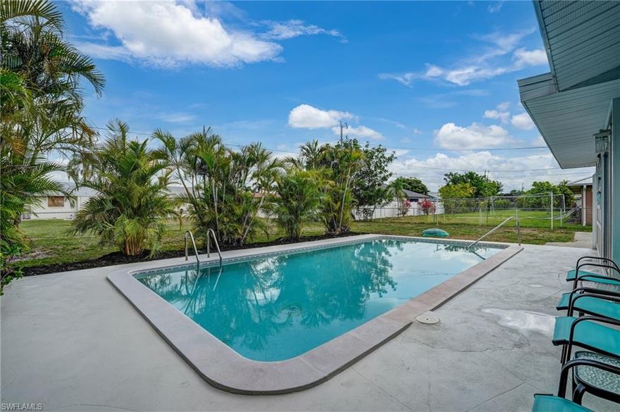 Priced to sell! This fully remodeled 3-bedroom, 2-bath POOL home is located in the heart of Southeast Cape Coral and offers exceptional flexibility with no HOA—a great investment opportunity. The updated interior features a modern kitchen with granite countertops, spacious living areas, and a functional layout ideal for everyday living or entertaining. Enjoy your private pool and outdoor space perfect for the Florida lifestyle. Major upgrades include a NEWER ROOF, NEWER AC, and WHOLE HOME generator HOOKUP with generator included. Assessments are FULLY paid. Conveniently located near TOP dining, shopping, beaches, and waterfront activities. Ideal for first-time buyers, downsizing, seasonal use, or full-time living—this home truly checks all the boxes. Close Proximity to the brand new waterfront Slip away food truck park, new Jaycee park project and the Coming soon public Yacht Club Beach Resort.