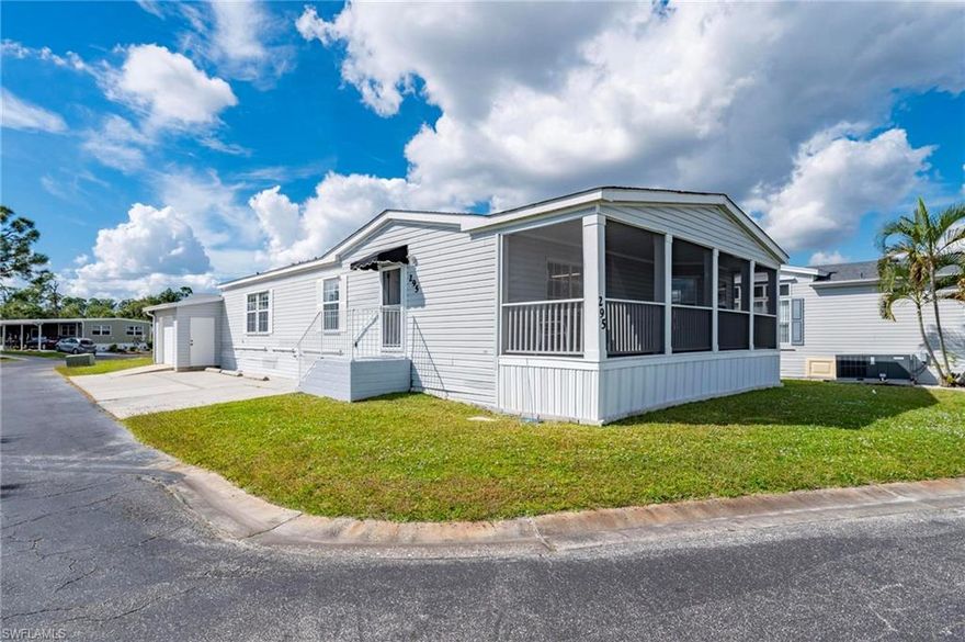 Port Charlotte Village – Voted #1 Manufactured Home Community! Not in a Flood Zone. Welcome to this stunning, fully updated 3-bedroom, 2-bath manufactured home offering 1,643 square feet under air, being sold turnkey in a highly sought-after 55+ resident-owned co-op community with a low HOA. This move-in-ready home is loaded with quality upgrades, including a roof-over completed in 2019 featuring a dry-in system with Peel & Seal rubber underlayment for added protection. The HVAC system was fully replaced in 2023 and includes an active maintenance plan and blue light air purification system. In 2024, new luxury waterproof vinyl flooring with a high-end ceramic finish was installed throughout—durable, scratch- and slip-resistant, and antimicrobial. The water heater was replaced in March 2026, adding even more value and peace of mind. From the moment you arrive, you’ll appreciate the rare and desirable parking setup, offering a 4-car side parking pad plus a 1-car garage with additional space ideal for a workshop or extra storage. Inside, the bright and open floor plan is perfect for both everyday living and entertaining. The spacious kitchen serves as the heart of the home, featuring an oversized butcher block island, solid wood cabinetry, and generous counter space, all overlooking the living room, dining area, and front screened-in lanai. The lanai provides a peaceful setting to enjoy your morning coffee or unwind in the evening. The large living room is filled with natural light, creating a warm and inviting atmosphere. The primary suite is exceptionally spacious and features an impressive 14.5’ x 5.5’ walk-in closet, along with an updated en-suite bathroom complete with a tiled walk-in shower and sliding glass doors. Both guest bedrooms are generously sized and offer ample closet space, perfect for visiting family and friends. Additional highlights include double-pane windows for energy efficiency and sound reduction, wide entry stairs on both sides of the home, a wide hallway for added accessibility, and smoke detectors replaced in March 2025. Every detail has been thoughtfully considered to offer comfort, style, and peace of mind. Located in the desirable Port Charlotte Village community, residents enjoy a vibrant Florida lifestyle just minutes from shopping, dining, entertainment, and the beautiful Gulf beaches. Turnkey and truly move-in ready—this exceptional home won’t last long!