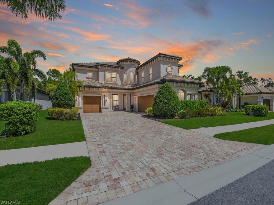 Wow! Custom built 4 bedroom, 3 bath home with a 3 car garage in beautiful Bonita Springs. Enter through the 2 story open foyer with a circular wood staircase (with storage underneath!), tile floors and plenty of natural light.  This immaculate home features a private office/den with french doors perfect for working from home, a spacious formal dining room, a gourmet kitchen with granite countertops, 42" cabinets, stainless steel appliances and a large island for entertaining. Upstairs you will find a master suite complete with a luxurious ensuite bath with a large marble shower, double vanity, a soaking tub and walk-in closet.  All 3 guest beds are upstairs, one having an ensuite bath and a walk in closet. The screened in lanai is your perfect own resort-salt water pool, spa and a grilling area. Bonita Springs is an active adult community offering no CDD, a clubhouse, fitness center and more!