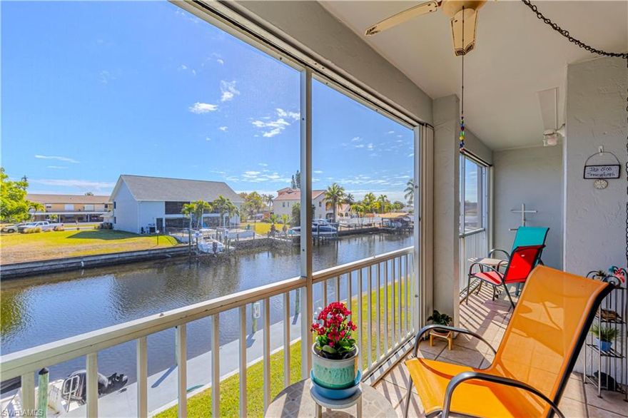 TURNKEY-GULF ACCESS CONDO, EASY RIVER ACCESS NEAR DOWNTOWN! PRICED TO SELL. Enjoy Gulf access living with quick river access in this second-floor condo, ideally located within walking distance of downtown Cape Coral. Situated in the well-maintained Gondolier Condo community, this property offers community boat docks, a financially sound HOA, and responsible management—making ownership easy and worry-free. This spacious two-bedroom, two-bath unit has been owned by the same owner for the past 20 years and has been lightly used on a seasonal basis, reflecting pride of ownership throughout. The community recently installed a new roof, further adding to long-term value and peace of mind. Just minutes from downtown Cape Coral, you will enjoy convenient access to dining, shopping, nightlife, farmers markets, and city events—while still relaxing in a peaceful setting. From your private lanai, take in tranquil water views and watch boats pass by. Community amenities include a community room, workshop for hobbies, and regular social events that foster a friendly neighborhood atmosphere. This condo is priced accordingly for updates and offers tremendous potential, making it perfect for a seasonal resident or a full-time homeowner. Opportunities like this—Gulf access at this price point in Cape Coral—are rare. Come see the potential in this unit and put your finishing touches on it. Do not wait; this one is expected to sell quickly.