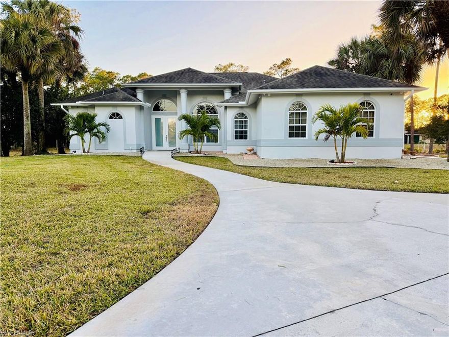 Welcome to your private estate in beautiful Naples! Situated on 2.3 acres of fully usable land, this beautifully updated 5-bedroom, 3-bathroom home offers 2,616 sq ft of living space and the perfect blend of privacy, space, and modern upgrades.
Built in 2000, this move-in-ready home has been extensively renovated inside and out. Recent improvements include a brand-new reverse osmosis water system (2026), new water heater (2026), new kitchen, new flooring, fresh interior paint, and fresh exterior paint, giving the home a clean, modern, and well-maintained appearance. Major upgrades also include a new roof (2018) and a hurricane impact front door (2018) for added security and long-term peace of mind.
A unique feature of this home is that the garage was builder-converted into a game room, adding valuable square footage. Combined with the adjacent bedroom, this area can easily function as a private in-law suite, guest quarters, home office, or multi-generational living space.
The spacious open layout is ideal for entertaining, with an updated kitchen flowing seamlessly into generous living areas. Step outside to your private pool and expansive 2.3-acre lot — perfect for outdoor gatherings, shed in the back,storing boats or RVs, future additions, or simply enjoying peaceful country-style living.
Located in a highly desirable area with access to Grade A schools, this property offers the rare combination of top-rated education, acreage, flexibility, and freedom — all with no HOA restrictions.
Enjoy estate-style privacy while still being just minutes from shopping, dining, and everything Naples has to offer.
A rare opportunity to own land, upgrades, versatility, and long-term value — all in one property.