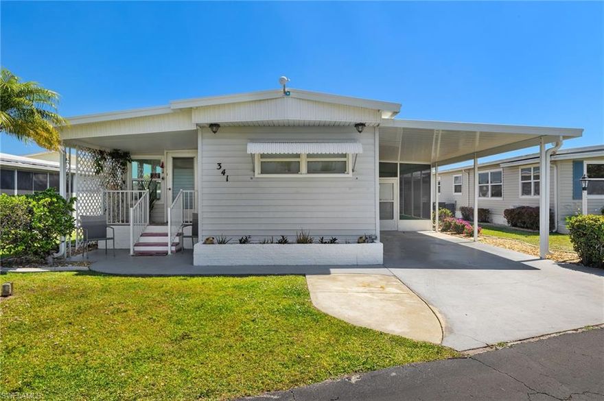 Fabulous location, minutes from all amenities, beaches, shopping, restaurants, historic al McGregor blvd, Sanibel Island, and all that beautiful Lee County offers. This fully renovated home is situated on a great lot in lovely Thunderbird Mobile Home Park an active over 55 community with a lovely pool, bocce, clubhouse with weekly get togethers and activities. The home features, new shaker style cabinets, stainless appliances, laminate flooring, new air conditioner, lovely screen room for an outdoor living area, new windows, remodeled bathrooms, light and bright and move in ready. Experience the Florida lifestyle you've been waiting for at an affordable price.