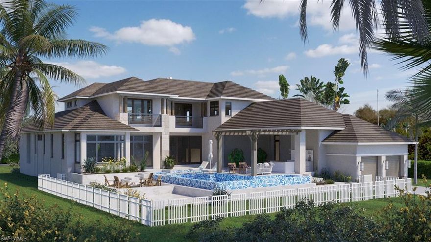 Incredible opportunity just 2 homes from the beach! A clean, coastal vision with contemporary design elements offer a fresh look at Old Naples living. Large rooms, with a well thought out flow engage the resident to make each space intentional. An incredible arrival moment draws one through the home to the fabulous covered/uncovered outdoor living and pool areas bathed in the warm, southern sunshine for year around appreciation. Gorgeous wide-plank wood floors are complimented by the intricate tongue and groove ceiling detail. Richly paneled walls are highlighted by the exquisite lighting selections. Truly custom Office/Media becomes a destination by offering a wet bar and wine fridge; almost a lounge-like experience. Incredible dual-tone wood cabinetry in the kitchen is highlighted with classic brass toned hardware, sub-zero paneled fridge/freezer, dual paneled Miele dishwashers, Miele coffee system, Wolf Teppanyaki, Induction, gas cooktops, steam, speed and wall overs. The master suite offers his and her closets, and a sensational bath with floating his and her vanities and a true zen environment. Steal a glimpse of the Gulf from the guest level lounge! Completion March 2021.