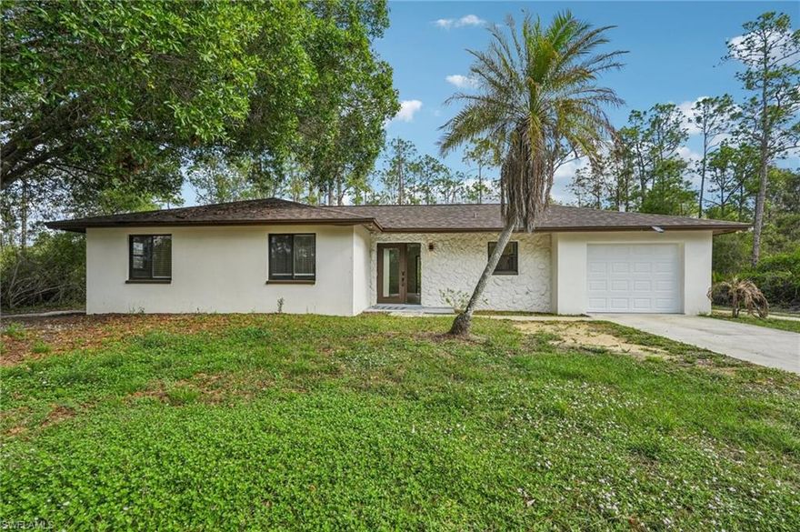 Welcome to this beautifully remodeled 3-bedroom, 2-bath rental home with a 1-car garage in Lehigh Acres. Bright, warm, and move-in ready, this home offers a great blend of comfort, style, and ease. The open floor plan is filled with natural light and gives you a cheerful space to relax, gather, and enjoy each day. The updated kitchen sits at the center of the home and features quartz countertops, black stainless steel appliances, and lots of cabinet space. Fresh finishes and thoughtful updates give the home a clean, modern look while keeping a cozy feel. Major updates include a new roof in 2022, new windows, new doors, and a whole-house premier reverse osmosis system for added comfort. Outside, the spacious backyard gives you room to play, grill, or unwind in the Florida sun. This charming Lehigh Acres rental is ready for new tenants to move in and enjoy.