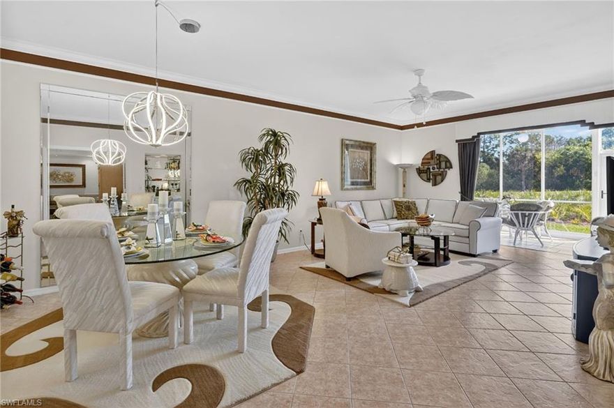 If you’ve been dreaming about an easy, relaxed Southwest Florida lifestyle, this beautifully upgraded first-floor Barrington Veranda in Highland Woods Golf & Country Club might be exactly what you’ve been waiting for. From the moment you walk in, the home feels bright, welcoming, and thoughtfully updated. With two bedrooms plus a den and two bathrooms, the layout offers plenty of space for visiting family, working from home, or simply spreading out and enjoying everyday life. The kitchen has been refreshed with quartz countertops! Both the primary and guest bathrooms have been tastefully updated with quartz vanities, adding a touch of everyday luxury. Throughout the home you’ll notice newer fixtures and updates, along with the comfort of a newer AC installed in 2021. One of the features owners love most about the Barrington Veranda is the two lanais that extend your living space. This home features beautifully tiled front and back lanais with all-weather sliding panels, giving you the flexibility to enjoy the outdoors year-round, whether you’re sipping morning coffee, hosting friends, or unwinding after a day on the golf course. Living in Highland Woods Golf & Country Club means enjoying one of Bonita Springs most popular bundled golf communities. Residents have access to an 18-hole championship golf course, pickleball, tennis and bocce courts, multiple pools, and a state-of-the-art fitness center. The community has recently unveiled an incredible resort-style pool and Cabana bar, creating a true resort-style experience right outside your door! The location is just as impressive. Highland Woods sits directly across from The Promenade at Bonita Bay and when it’s time for a beach day, the beautiful Gulf beaches are only about 4 miles away. Whether you’re searching for a seasonal retreat or a full-time residence, this could be your perfect Piece of Paradise in Bonita Springs.