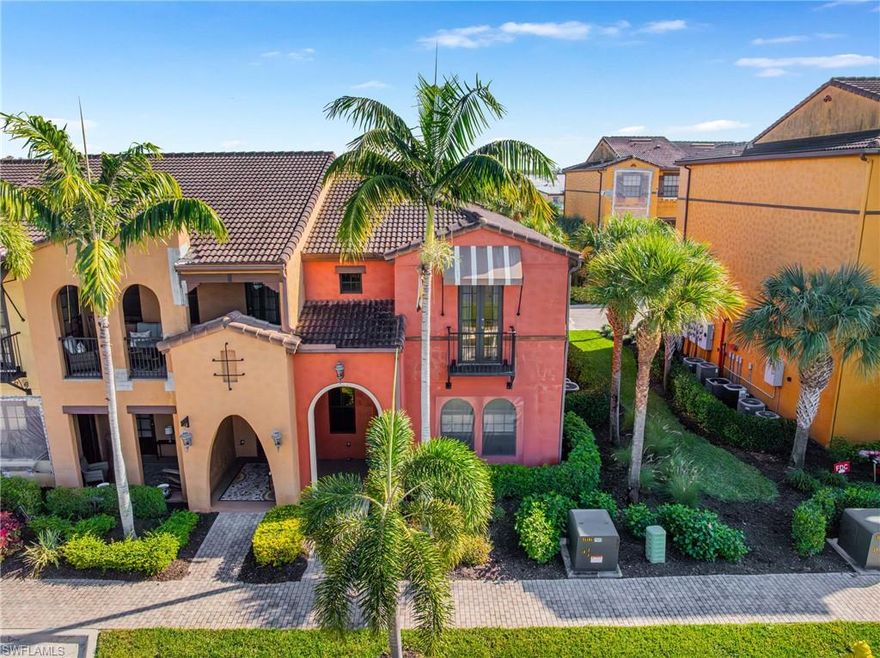 Enjoy beautiful lake views and a wonderful lifestyle in this Santa Anna corner unit located in Paseo, one of the best developments in all of SW Florida voted "Community of the Year" for nine years in a row! Whether you are looking for a relaxing vacation home to enjoy the Florida weather or a place to live all year round, this elegant 3 bedroom 2.5 bath townhome is the perfect choice for carefree living. Inside, you will find soaring ceilings and lots of windows that let in plenty of natural light. The first floor has a large great room that leads into an updated kitchen with granite countertops & stainless steel appliances. There is also a half bath on the main floor for your guests. Three bedrooms are located upstairs with a huge primary suite with balcony & lake views of the largest lake in the community. The primary bath features a huge tile shower plus soaking tub as well as a large walk-in closet. There are also two comfortable guest bedrooms and a laundry area plus you will love the loft area that comes with a built-in desk and cabinets. This home even has a two-car garage for extra storage. The home also featured all hurricane windows and doors for great peace of mind. Living in Paseo feels like staying at a luxury resort every day. This is a golf cart friendly community where you can enjoy multiple pools with private cabanas and a tropical Tiki bar. The neighborhood also has its own movie theater, restaurant, library, spa, and a fitness center that is better than most local gyms & so much more!. If you like to stay active, you can play tennis, pickleball, basketball, or bocce ball. There is even a lighted bike path that connects to the local trail system. Conveniently located on the Daniels corridor you are only a few minutes away from the RSW airport, great shopping at Gulf Coast Town Center, and FGCU plus just about everything SW Florida has to offer. Sports fans will love being close to the spring training fields for the Red Sox and the Twins. This home offers the perfect mix of a peaceful setting and a fun, active lifestyle. Come see why Paseo is one of the best places to live. Visit mypaseo.life to see all the great features and schedule your visit today!