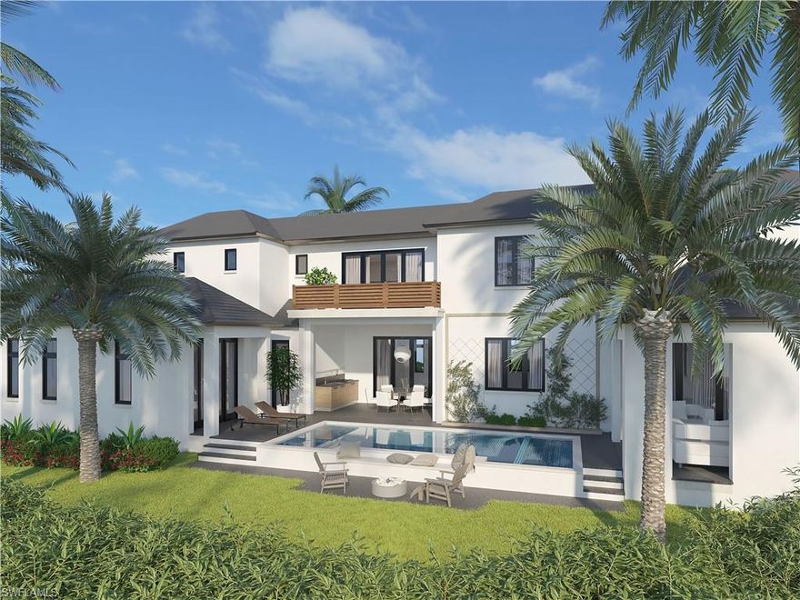 Located in OLD NAPLES just a few short blocks to 3rd St. S. shopping and restaurants and the Gulf of Mexico beaches, this new home will be complete for Season 2021. Developed by Salem Homes and built by BBA Development this home has 4 bedrooms plus den and 5 full baths with a powder room, two spacious outdoor living areas with a summer kitchen, outdoor fireplace and private pool and spa.  There is a 3 car garage located on a paved alleyway.  The home is engineered with concrete throughout including the second floor and stairway, electric roll down screens and shutters protecting all outdoor living areas, lighting system and home automation.  The open floor plan is centered around the kitchen and large spacious center island designed for entertaining. The Miele and Wolf appliance package includes a 60 inch gas range, coffee maker, steam oven and wine refrigeration.  The interior finishes include wide plank European oak flooring, marble and high end porcelain tile and custom cabinetry and millwork.  There will be a limited opportunity to choose some interior finishes before completion.