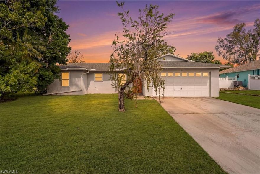 LOCATION, LOCATION, LOCATION!
Ideally situated just 5 minutes from Palmetto-Pines Country Club, offering public golf and dining, and Fellowship Park, featuring a splash pad and playground perfect for the kids. You’re also just 20 minutes from Cape Coral’s vibrant downtown, filled with year-round events, dining, and entertainment, as well as the Cape Coral Yacht Club, the city’s only beach. Enjoy nearby waterfront favorites like Tarpon Point Marina and Cape Harbour, or explore nature at Four Mile Cove Ecological Preserve with scenic walking trails and a fishing pier overlooking the river. Just a couple blocks away, you’ll also find the park at Strausser BMX Sports Complex—perfect for outdoor recreation within walking distance.

This home offers peace of mind with no flood zone designation, meaning no flood insurance is required. A new roof installed in 2023 adds to the home’s value and longevity.

Outside, you have a fully fenced backyard ideal for kids or pets, and enjoy your mornings on the screened-in lanai, the perfect spot to take in beautiful Florida sunrises.

Inside, you’ll find a split floor plan providing privacy, while the spacious primary suite features dual sinks and two closets.

The remaining assessment balance will be paid by the seller with a full-price offer, making this home an even more attractive opportunity.