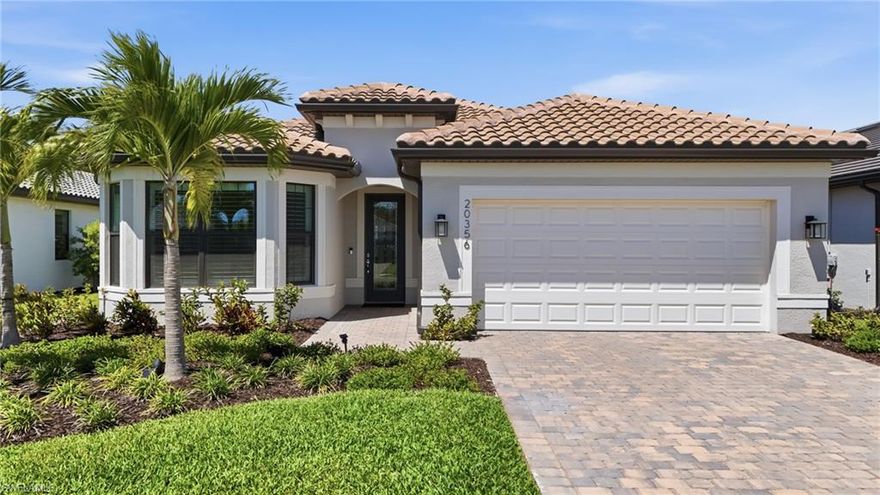 Breathtaking long water views and stunning western sunsets define this exceptional Mystique floorplan by Pulte, perfectly positioned on one of Verdana Village’s most desirable lots in the West Village with no nearby construction. Step outside and relax while enjoying your private custom pool with panoramic picture screen enclosure, perfectly framing the beautiful water view. This 3 bed + den, 2 bath residence offers an extended gathering room, impact glass throughout, 8' doors, Sonos speakers, and a tankless water heater. The gourmet open kitchen showcases built-in appliances and soft-close dovetail cabinetry. This home truly offers everything you could want and need. Just minutes from Miromar Outlets and Gulf Coast Town Center, you’ll enjoy endless retail and dining options. Enjoy quick access to Southwest Florida International Airport, and the convenience of being able to take your golf cart to The Shoppes at Verdana Village, home to Publix for everyday essentials.