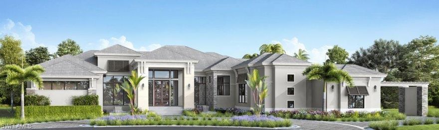 Selling Price = $4,295,000 + $255,000 furniture package. AWARD WINNING BUILDER providing artistic design, a white glove approach to service, and an unwavering commitment to detail, McGarvey Custom Homes is one of Southwest Florida’s most preferred luxury home builders. The FONTAINE Model features CBS construction, metal framing, Anderson® wood encased impact glass, hidden rolldown shutters + screens, NewErra® storefront entry, 4-bedroom suites, pool & powder baths, study, 3.5-car garage, gourmet island kitchen w/frameless fully overlaid wood cabinetry & soft close hinges, WOLF RANGE® gas cooking and SUBZERO® refrigeration. Master suite has (7” wide) white oak wood plank flooring, sitting room overlooking the golf course/lake view, morning bar, XL custom closets, luxurious master bath. Home automation/security/AV package. 3 Carrier® condensers & dehumidifier. Fi-Foil insulation applied on block walls, Icynene® applied to roof deck for a low humidity environment. Mold-resistant drywall on interior side of concrete masonry walls. Exceptional outdoor living includes outdoor gas kitchen, gas fireplace, salt chlorinated pool & spa with gas heater, autofill & AutoLink®, LED fountain.