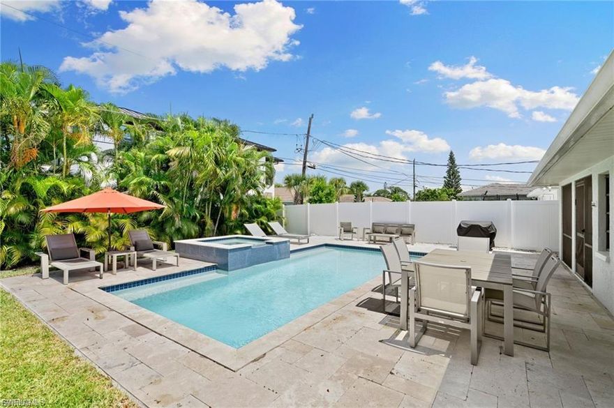 Welcome to your private coastal oasis in the highly desirable 500 Block of Naples Park. Just a short walk to the world-famous Vanderbilt Beach and the iconic Ritz-Carlton Naples. This beautifully maintained home offers every detail needed for a relaxing and elevated Florida escape.

Enjoy a new heated Zen saltwater pool and spa, designed to provide a refreshing, chemical-free swimming experience. Surrounded by elegant travertine tile that stays cool under the Florida sun, this space is the perfect place to unwind in complete privacy, thanks to the fully fenced backyard.

Inside, the home is immaculately cared for and thoughtfully designed, featuring 3 bedrooms and 2 bathrooms. Everything you need for beach days and outdoor fun is included—5 brand-new bicycles, a new beach buggy, backpack beach chairs, toys, and even gym equipment (weights, mats, bands, etc.).

Located minutes from Mercato’s upscale shopping, dining, and nightlife, and a short drive to charming 5th Avenue, this home places you in the heart of Naples’ most beloved attractions.

Monthly rentals only. Available May and Beyond.
The Cottage is a strictly no-smoking, no-pets property due to severe allergies—thank you for understanding and helping us maintain its pristine condition.