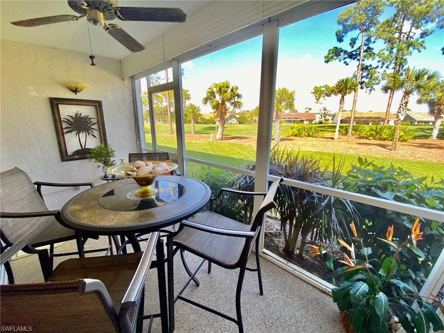 This is it! Beautiful light & bright 2 BEDROOM+ 2 BATH FIRST FLOOR CONDO W/DESIGNATED COVERED PARKING! This beautiful condo is just steps away from the community pool & overlooks the 18th fairway!  Neutral tiled flooring throughout the main living areas & laminate wood flooring in the bedrooms-no carpet! Large laundry room in residence w/washer, dryer, & plenty of storage. Master bedroom has walk in closet. Hurricane shutters on the bedroom windows & storm shutters on the lanai provide peace of mind to lock up & go! Enjoy the Florida lifestyle in Andover Square-exterior buildings have been freshly painted, newer streetlights, newer carports & re-paved roads. Enjoy the bocce pit, pool, spa & tennis in Andover Square or walk to the newly renovated master clubhouse & meet your new neighbors in the newly renovated restaurant, community pool & spa, fitness center, pro-shop, tennis courts & more! 18 hole championship golf course w/multiple tees, 2 practice areas, & afternoon walk- on privileges. Social activities include live music, happy hours, holiday dinners, golf scrambles & more. Confidential remarks available to realtors.