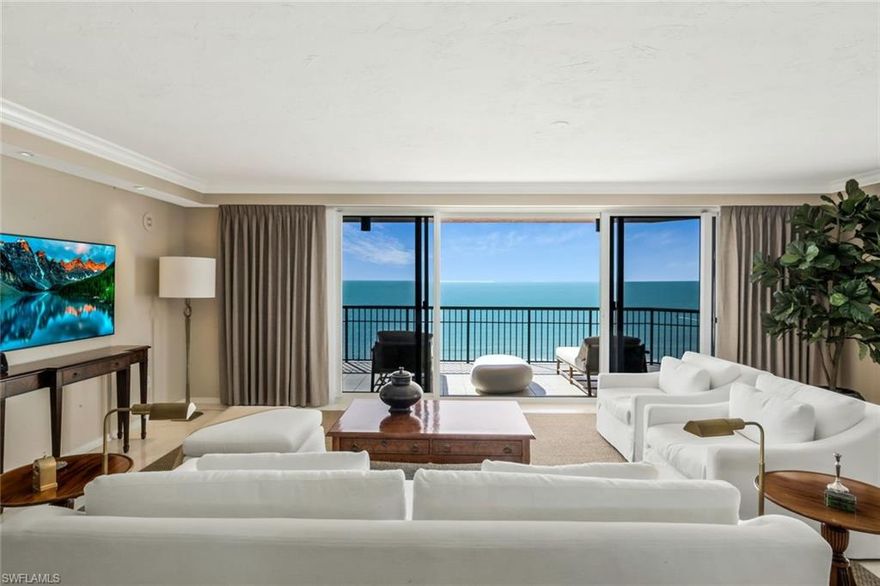 Exclusive, private, and truly spectacular—Dunnfoire 1002 is a rare 10th-floor beachfront residence offering panoramic Gulf views and unmatched privacy on Marco Island.

Spanning 3,010 square feet, this immaculate condo features an open-concept layout with floor-to-ceiling windows and sliding glass doors that flood the space with natural light and showcase breathtaking sunsets from nearly every room. The expansive main balcony creates seamless indoor-outdoor living, perfect for entertaining or relaxing above the shoreline.

The chef’s kitchen is beautifully appointed with premium appliances, white cabinetry, granite countertops, and a breakfast nook overlooking the beach. The spacious primary suite offers direct balcony access, stunning water views, and a spa-like ensuite bath. A generous guest suite provides comfort and privacy for visitors, while the den/office—with balcony access and Gulf views—can easily be converted into a third bedroom.

A standout feature is the rare, air-conditioned pool cabana (Cabana #1)—one of only 10 in the building. Complete with a sitting area, kitchenette, and full bathroom, it delivers the ultimate convenience for elevated poolside living and is highly sought after.

Dunnfoire is a hidden gem on Marco Island, offering direct beach access, resort-style amenities, and close proximity to top dining, shopping, and entertainment.

A rare opportunity to own a luxury beachfront condo on Marco Island—where privacy, views, and lifestyle align.