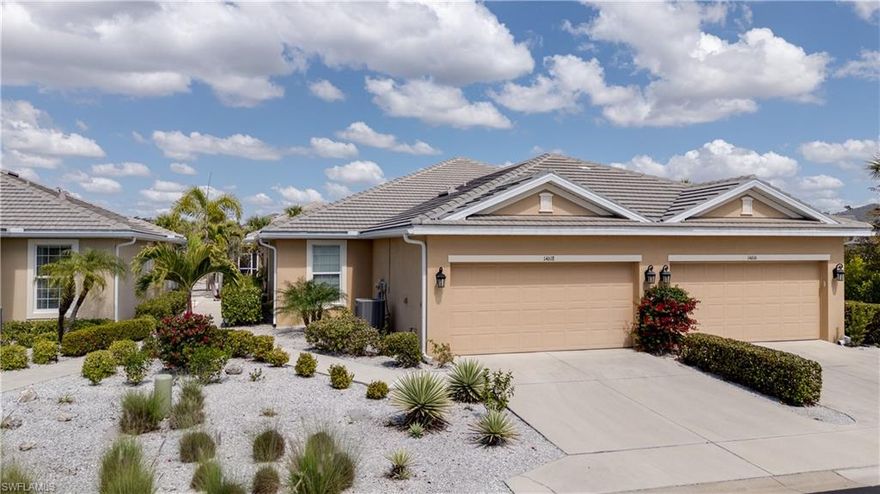 Tucked Away in the back of the neighborhood & surrounded by nature, preserve, and the pool just steps away. This 2 Bedroom 2 bath+Den Lake View Villa with 2 car garage is being offered fully furnished & turn key. Tile floors in the main living area & den with carpet in both bedrooms. The open floor plan & formal dining room are great for entertaining. The kitchen has dark cabinets with recessed lighting, plenty of counter space with granite counter tops & Subway glass tile backsplash. Separate laundry room has a wash sink and extra storage cabinets. Lucaya is a gated community with tropical landscaping & green space for pet owners. Amenities include community pool, spa, exercise room, and community room. Centrally located to shopping restaurants and entertainment and only a short drive to Sanibel Island & Fort Myers. Lucaya is elevated from the surrounding area and has never experienced any flooding from hurricanes making this one of the best values & investments close to everything!