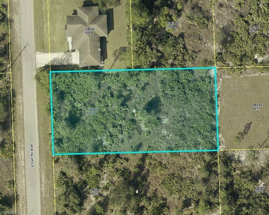 Discover the potential of this fantastic unimproved corner lot in a quiet, still-developing area of Lehigh Acres. This is your chance to create the custom home you've always envisioned, nestled in a serene and peaceful setting. Enjoy the tranquility of this rural neighborhood while still being conveniently located with easy access to all that Southwest Florida has to offer. Fort Myers, Alva, and LaBelle are all just a short distance away, as well at Southwest Florida International Airport, providing you with a variety of shopping, dining, and entertainment options. Don't miss this opportunity to purchase this and the lot next door to build the estate home of your dreams!