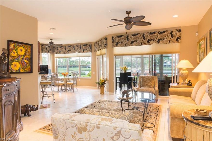 This First Floor End Unit OXFORD Model is one of the most popular Carriage Homes in Vanderbilt, and features a fully enclosed lanai.  Screened entry way.  New A/C Compressor in 2014.  Plantation shutters in bedrooms and den.  The kitchen includes upgraded beveled granite counter tops, upgraded cupboards with pull out metal shelving and self closing drawers.  New carpeting installed in both bedrooms and den in 2014.  Master Bedroom has walk in California closet. Master bath has dual sink vanity, upgraded cabinets, tub with jets and water closet  Guest bath has upgraded shower, upgraded cabinets with new faucet and framed mirror.  The enclosed lanai faces the north and over-looks the 16th tee box and 17th fairway of the golf course.  Vanderbilt Country Club has a beautifully remodeled and expanded club house, a new health and fitness center and the new Terrace Cafe for informal dining overlooking the community pool and tennis courts.  The newly designed and renovated golf course re-opened in November 2015 to the delight of the membership.  Vanderbilt is a bundled golf and tennis community with a strong financial position and is an active social community.