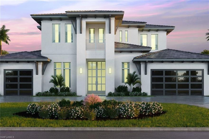 West facing house with roof top observation deck. New construction in prestigious Moorings with western exposure. Enjoy panoramic sunsets and a glimpse of the Gulf from your 3rd story sun deck, this custom contemporary open concept also offers separate home office areas and is just blocks from the beach. Scheduled for completion Thanksgiving 2020. 4,601 square feet under air, 4 bedrooms plus study, loft/game room, 5 full baths, 3-car garage and elevator. Saltwater pool with state-of-the-art equipment & lighting, and fire bar. Marble lanai, summer kitchen & gas fireplace, ideal for outdoor entertaining. Exquisite details & architectural features include exposed wood beams & ceiling details, wood & tile floors & glass & metal cathedral entry door. Quality finishes such as all-wood custom cabinetry, high-end appliances including Sub-Zero refrigeration & wine storage, Wolf induction & convection cooking, Miele & Samsung. Cutting-edge technology & automation with Control4, audio/video & security including  centralized systems control room. Three-zone air with humidifier & Wi-Fi thermostats, tankless water heaters, impact-resistant windows & doors & motorized roll-down screens & shutters