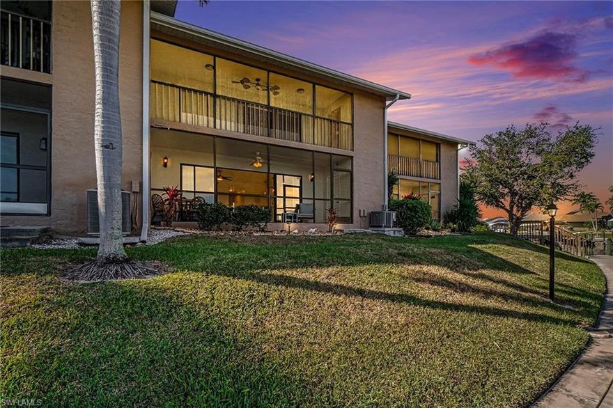 Rarely available Barclays waterfront condo offering an exceptional Southwest Cape Coral boating lifestyle.
This first-floor, two-bedroom, two-bath residence provides approximately 1,074 square feet of comfortable living space, a covered carport, and the convenience of stair-free access.
Enjoy expansive water views from the living room and east-facing lanai, positioned to capture beautiful morning light while avoiding harsh afternoon sun. The lanai overlooks a wide intersecting canal, ideal for watching boats pass, kayakers and paddleboarders explore, and wildlife such as dolphins, manatees, and seasonal birdlife appear throughout the year.
Boaters will appreciate the ability to tie up directly outside the condo, with approximately 24 minutes to open water and bridge clearance of 10’3”. Cape Harbour is just a 5-minute drive, while Tarpon Point is a 10-minute drive, 15-minute boat ride, or 35-minute kayak. From there, enjoy easy access to Sanibel Island and the Gulf of Mexico.
The condo has been updated with remodeled kitchen cabinetry, new countertops, a brand-new refrigerator, newer appliances, and updated bathroom vanities. Epoxy-finished lanai flooring adds durability and style, along with additional storage. Washer and dryer are included.
Residents enjoy a recently renovated waterfront pool and picnic area set directly along the canal, creating a peaceful, resort-style atmosphere. Located south of Cape Coral Parkway, this desirable area offers convenient access to nearby shopping, dining, and entertainment, while maintaining a quiet residential feel.
Waterfront, first-floor condos in the Barclays community are rarely available.
Schedule your private showing today and experience true Gulf-access living in Southwest Cape Coral.