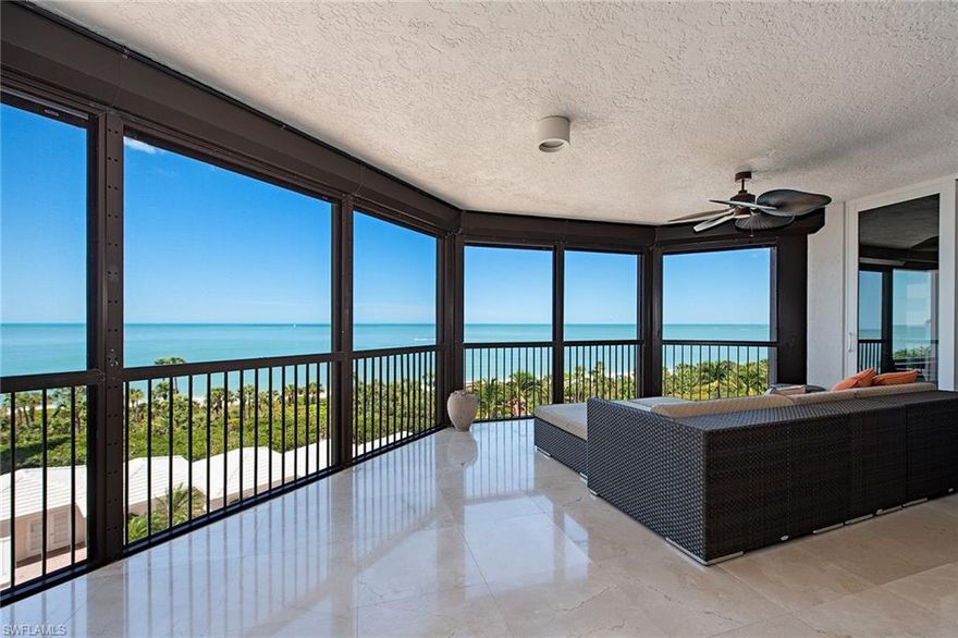 Sleek & stylish end unit with Gulf views! Featuring panoramic views of the Gulf of Mexico through new custom floor-to-ceiling glass sliders which open fully for ease of indoor/outdoor living on an expansive 25ft wide screened in lanai. Custom upgrades include a designer renovated kitchen with Miele, Wolf & Sub-Zero appliances, Italian wood dovetail joint cabinetry, integrated Lutron lighting and motorized privacy shades throughout, Swarovski crystal light fixtures, marble floors, elegant moldings, lighting & trim and a separate dining area. The open kitchen and den area offer plenty of room for entertaining family and guests. The guest suites both have en suite baths. Grohe & Kohler bath fixtures. Additional storage at garage level. The Biltmore amenities include an impeccably renovated lobby with 24-hour manned front desk, two guest suites, fitness center, social rooms, and a resort-style pool. Bay Colony residents enjoy the use of their own private newly renovated beach club and restaurant, a tennis club, as well as the use of the amenities of Pelican Bay. Private golf memberships are available separately. The Biltmore makes a perfect home for an unsurpassed Naples lifestyle!