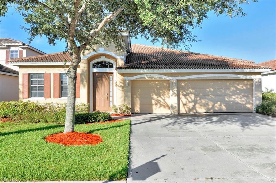 Panoramic Lakefront and fountain views throughout!   Single Story home featuring 2,558 Square feet living area, 4 beds, 3 baths, and a 3 car garage in the gated community Coral Lakes.  Separate Family and Living Room with upgraded tile offers plenty of space for everyone in the family.  Large kitchen open to the living room with big sliding glass doors overlooking the patio, lake, and fountain!  Lakefront master bedroom, and master bathroom offers walk-in closets, walk-in shower, and soaking tub.  Private screened in patio lanai overlooks a wide area of the lake. Coral Lakes is a gated neighborhood with guard gate. Low fees and tons of amenities: biking and walking paths, community pool, clubhouse, children’s play area, fitness center, and tennis courts. All located near shopping and dining. ***HOME IS PRICED FOR HANDYMAN/INVESTOR. HOME HAS/HAD EVIDENCE OF DEFECTIVE DRYWALL.  INSPECTIONS ENCOURAGED.  HOME BEING SOLD AS-IS, NO REPAIRS WILL BE MADE.***