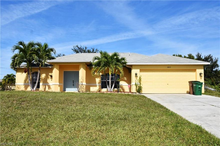 MOTIVATED SELLER - This house must be sold fast !!! ONLY $195K, Very well maintained Beautiful, Impressive, modern style 3/2 + Den. This Home was built in 2003 and has a bit under 1,800 Sqft of Living Area ! This beautiful home has: Large living area - all Tile, Beautiful new Tile in the front entrance, all rooms with hard laminate floor. beautiful Landscape with 3 mature Christmas Palm trees, stainless steel appliances, Well Equipment from 2019, Brand new Water Heater, brand new garage door opener, brand new kitchen disposal and much more . Great location! Quiet neighborhood, minutes from Embers rd. and Burnt Store rd, New Shopping Center with Publix, restaurants, schools and more! This house is Move in ready and Only $195K ! This house will go fast - must be seen to be appreciated…