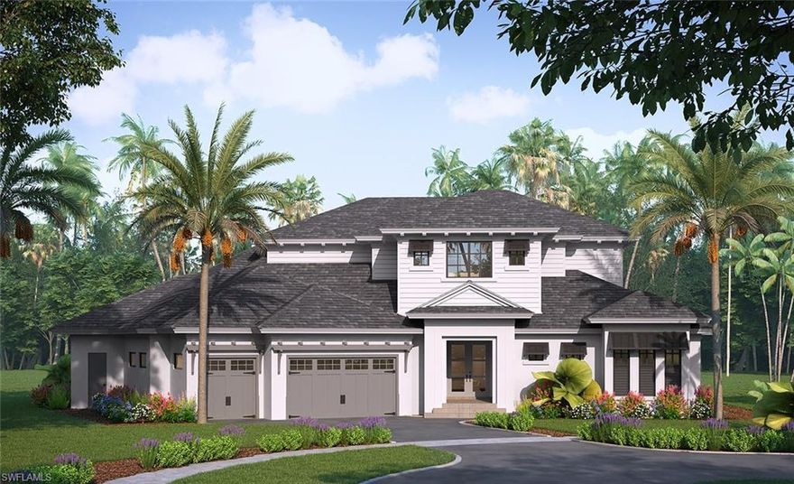 Pull your yacht up to the new 169' seawall at this extraordinary residence due to be completed in 2023 and located on a tip lot overlooking a huge bay at Marco Island!  Enjoy the outdoor shower to refresh before moving on to the oversized pool & spa, outdoor living area w/ fireplace, kitchen & electric roll down screens. This is fine coastal living with over 4,900 sf of air conditioned luxury, all professionally designed. The gourmet kitchen has custom Amish cabinetry, a butler's pantry, plus there is a fabulous dining room overlooking the bayfront and a spacious living room with beamed ceilings throughout the first floor living areas.  The master bedroom suite, located on the main living level, has a huge custom closet, dream bath with two vanities, a walk-through shower & soaking tub.  Unique to this estate, the casita has a private entrance, bath & covered lanai for your special guests!  Upstairs, your guest quarters include 3 bedrooms, 3 baths, a huge common area & covered lanai with magnificent views of Landmark Waterway, multiple converging waterways & Marco Island!