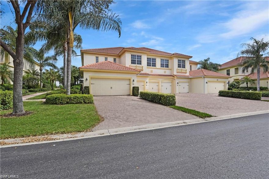 Wonderful second floor end unit that lives like a single family home! Offering over 2,100 sq ft of living space, this home has a great room & split bedroom design, upgraded tile set on diagonal, volume & tray ceilings, renovated kitchen w/ butler area, formal dining room & breakfast nook, a wide screened lanai w/ tile flooring, lots of storage (w/ cabinets in laundry room, pantry, walk-in in master, & a long hall closet in guest wing), and a a full size 2-car garage. In addition to the COMPLETE renovation of the kitchen, the home has been updated w/ plantation shutters throughout, new vanity in master bath, the carpeting is only 3yrs old, and storm fabric has been installed on the lanai  Harmony Pointe @ Emerson Square has classic refreshing architecture even from the curb with a wide paved drive, decorative stucco detail, mature landscaping, upgraded garage doors, barrel tile roof, side entryways lined with colorful pavers, and glass front door. Emerson Square is a gated community situated on the Southern end of Fort Myers-just a short drive to Estero- with easy access to I-75, Gulf Coast Town Center, Coconut Point, Miromar Outlets, and FGCU.