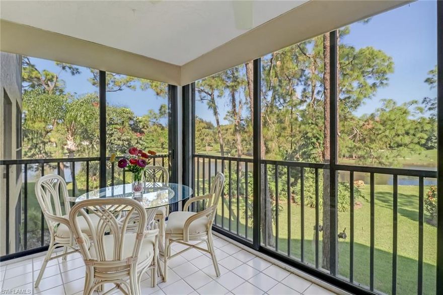Welcome to your Home away from Home! Move in Ready 2/2 with covered parking and extra storage in the highly sought after Fox Hollow building 5! This updated unit is spacious with a split bedroom floor plan and enclosed lanai. You will enjoy the peaceful views of the lake, landscaped area and golf course while lounging on the lanai with friends and a cocktail or 2! This unit is coming Turnkey and comfortably furnished for you to start enjoying the Foxfire and Naples lifestyle! Foxfire is a friendly and sociable golf and tennis community that boasts 27 holes of golf, only a 10-minute drive to downtown Naples and the Beach with shopping & restaurants close by. There are plenty of activities including, swimming pools, pickle-ball, bocce ball, various activities at the clubhouse, driving range and putting green. At the clubhouse, you'll find the grill room, dining room, fitness room, library & pro shop.