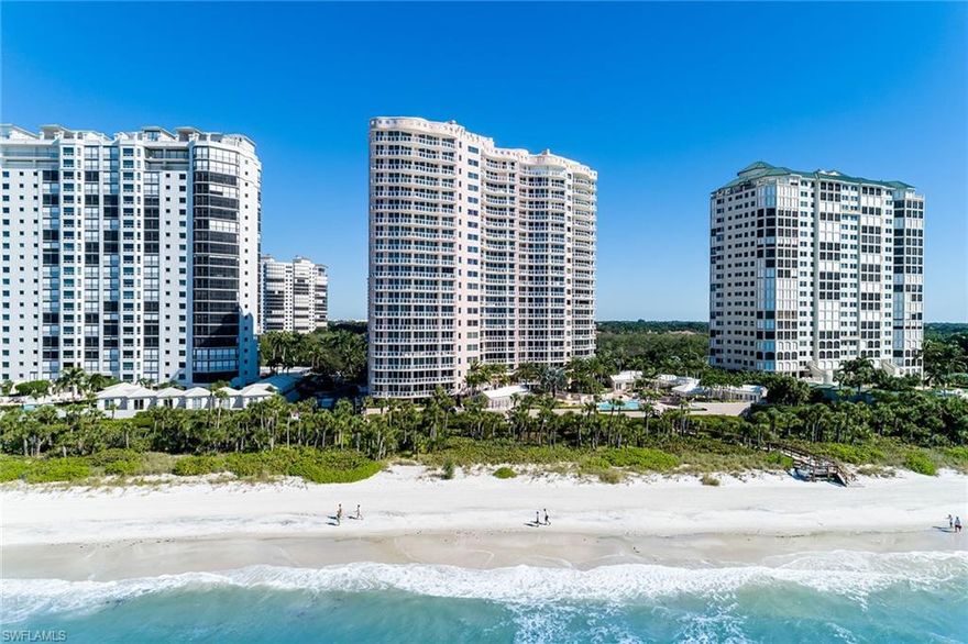 Captivating views of the Gulf of Mexico from every room and the serene sound of the surf connect you to nature in this magical beachfront residence. The Brighton 204 is the closest residence in Bay Colony’s luxury towers to the Gulf and has a rare, private staircase from the terrace, giving it direct beach access. Extensively renovated, it has a breezy, effortless elegance. The remastered floor plan features an open kitchen with a sparkling white quartzite island, top-of-the-line appliances and huge pantry. Floor-to-ceiling walls of impact glass show off the knockout beach views. Beautiful baths showcase hand-selected countertops and lovely tile work. The master shower surprises with an obscure glass feature, allowing natural light and a view of the Gulf. For the car lover, a Tesla charger and side-by-side spots complete the package. The gated enclave of Bay Colony is the jewel of Pelican Bay. Residents here can relax in the lap of luxury with top-notch tennis facilities, private beach club for dining, Gulf-front pool and attended beach service. These are in addition to Pelican Bay’s fitness facilities, 2 beach bars, miles of private beaches and an endless array of activities.