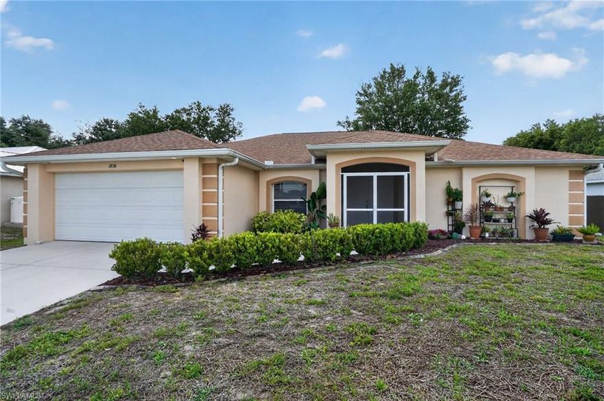 Sale price improvement for this very well maintained 1,650+ SqFt under air, 3 bedroom 2 full bath home with den/office. The 2nd bathroom has an exterior exit to the backyard - perfect pool bath for your future pool. Freshly painted inside and outside. Luxury vinyl wood-look plank flooring, planter shelves, and Samsung 55" wall-mounted TV in the living room and dining room area with a wide open view of the under-truss lanai through the nearly wall-to-wall sliding glass doors. Den/study/game room has a large picture window filling the room with natural light and with french doors, conveniently located by the front door. Kitchen includes an upgraded microwave range hood and refrigerator/freezer installed in 2026 with wraparound breakfast bar, and separate coffee station. In-residence laundry room with washer, dryer, and full size 2026 Insignia stand up deep freezer located between the garage and the kitchen. Split floor plan. Master bedroom has two walk-in closets, sliders that give you access to the lanai and backyard, plus a LG 65" wall-mounted TV. Master bathroom has a corner tub, separate shower, and toilet closet. Hallway leading to bedrooms #2 & #3 has an arched picture alcove to display your favorite picture. Modern ceiling fans throughout. Two car garage with auto garage opener, and the seller is leaving a Stihl gas blower & weed trimmer (with transferable warranties), and a Ryobi 3300 psi pressure washer. Generator hook-up outlet has been installed next to the electrical panel in the garage for convenience during power outages - coverage is limited. 2022 Trane 3 ton AC with transferrable 10 yr extended warranty balance. 2022 shingled roof. Gutters installed in 2024. Newer hurricane protection shutters for all the windows and the lanai. Don't miss your opportunity to own this beautiful home in the quiet GreenBriar neighborhood. Schedule your appointment today.