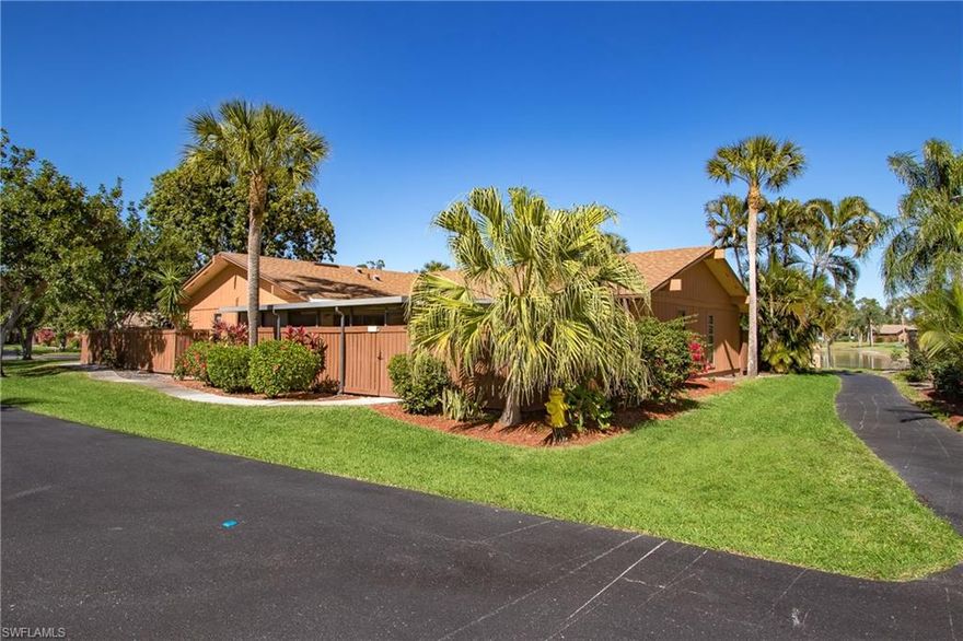 Smart buyers can easily see an excellent opportunity to own a beautiful, and well-cared-for slice of Florida paradise. This home is priced and operated as a condo but sold as a Single Family Home. What does that mean? That means VA or FHA loans are also welcome! It means the roof maintenance and replacement, exterior home maintenance, flood insurance and lawn care are included in the super low fees! Enjoy cafe' style living in this 2 bed, 2 bath, sweetheart of a home. Open the living room and bedroom sliding glass doors to the lanai complete with skylight, privacy fencing, and plenty of room for a hot tub!  Additional storage room for bicycles, tools or workshop area. Remodeled and virtually brand new inside. New kitchen cabinets and granite countertops, stainless appliance package, continuous tile flooring throughout and freshly painted inside. Ready for you to move right in. Community features: 2 Swimming Pools, Tennis courts, Clubhouse with Lending Library and Shuffleboard.