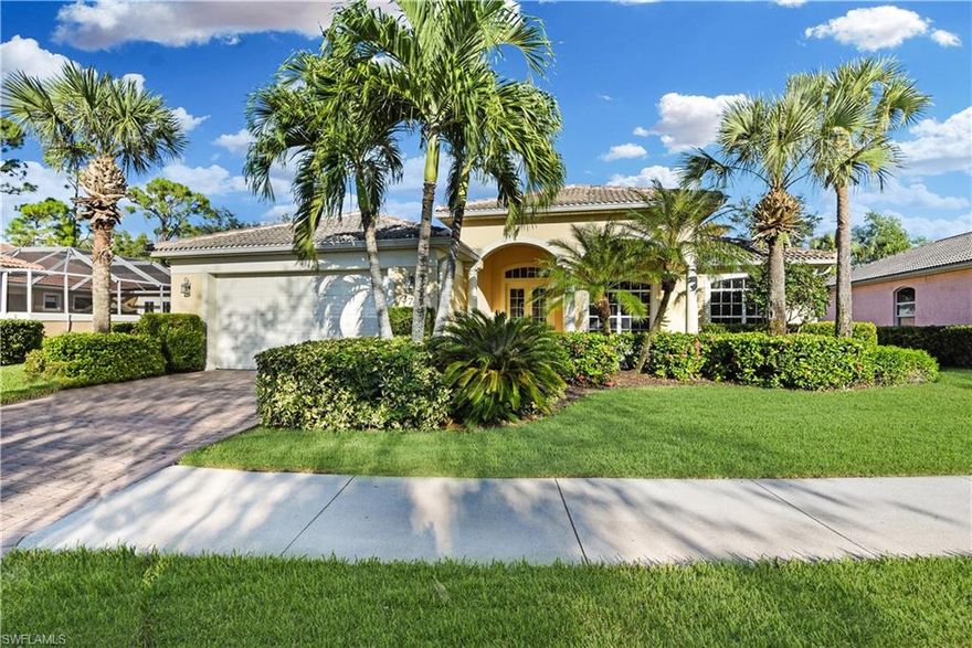 Seller says Sell, bring all offers. Immaculate pool home in sought after Forest Park Gated Community! This single family pool home offers 3 bedrooms + den in a great room design, Surrounded by lush Landscape. This home features many upgrades, including arched window French front door entry, custom tile work in foyer, vaulted ceilings, wide panel sliders to lanai, bay window system in breakfast nook, crown molding, and tile flooring throughout. Light and bright. The front bonus room can be used as a study, Dining or sitting room. Large Master suite features private bath, double vanities and 2 WI closets, with sliders leading to covered lanai and pool area.  A/C unit was replaced in 2013, with a transferable service contract in place. You will love spending time in the SWFL sun on the extended lanai that offers a pool and large under truss area with enough room for an outdoor dining set and lounging chairs. Forest Park is a small gated neighborhood that has a clubhouse, community pool, gameroom, billiard room and fitness center. Convenient Naples location close to shopping, dining, restaurants and famous naples beaches.