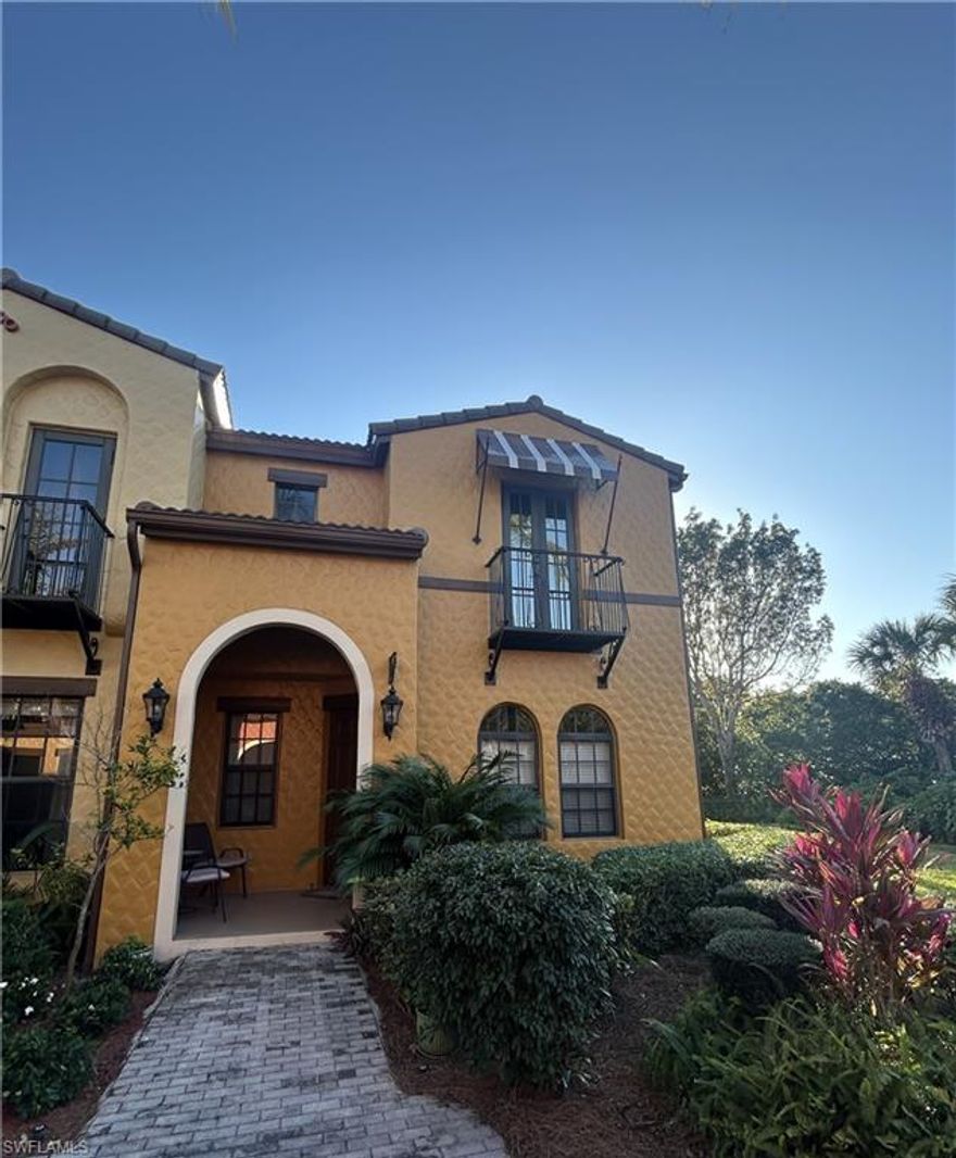 Come home to this beautiful and private Santa Ana end unit. Resort style living in this quite Lely neighborhood.  Property is offered FURNISHED. Unit is located at the south end of "OLE", surrounded by large grass areas with beautiful views and no homes or buildings behind, providing more privacy to the home. Unit feels very spacious with tall ceilings and 8-foot doors. On the first floor this well-maintained condo offers the Living/Dining/Kitchen areas and a half Bath very convenient for your guests, large Pantry. The kitchen has granite countertops and stainless-steel appliances. The second-floor features three spacious Bedrooms, two Baths, Laundry room and a built-in Desk area with natural light from the three top windows. Unit has been updated with 2" Blinds throughout the unit, 3.5 ton A/C, AC Surge Protector and AC UV-C Light for cleaner/ healthier air, Stainless Steel Appliances, Washer and Dryer, and Roof.

"Ole" offers many amenities and activities for the enjoyment of the residents including Tennis, Pickleball, Beach Volleyball, Bocce, Basketball, well equipped Gym and exercise room, Library area, Movie Theater, with a beautiful community Pool and play Pool for the kids. Enjoy the Pub, Bistro, Ice Cream Shop and the Internet Cafe.

Turnkey negotiable. Seller has a FL real estate license.