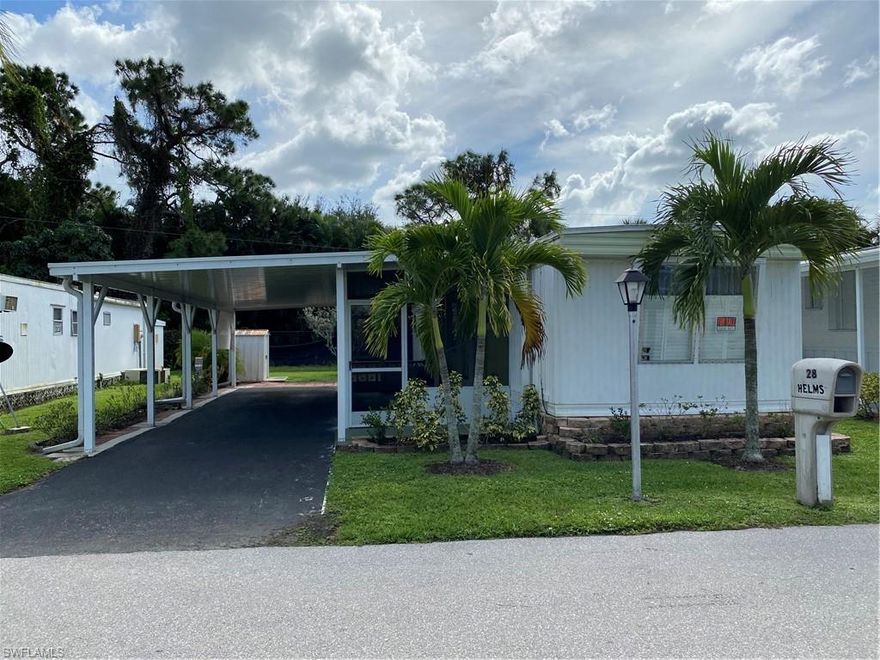 Moorehead Manor is one of Naples best locations. This is a 55+ gated Coop Shareholder owned Community. This Manufactured home had a new roof put on in 2013, a new AC and new duct work throughout in 2015, new screened Lanai and carport in 2009, and a new hot water heater with all new lines and a new shed. The lot size is 
83.9ft. Length x 43ft.wide