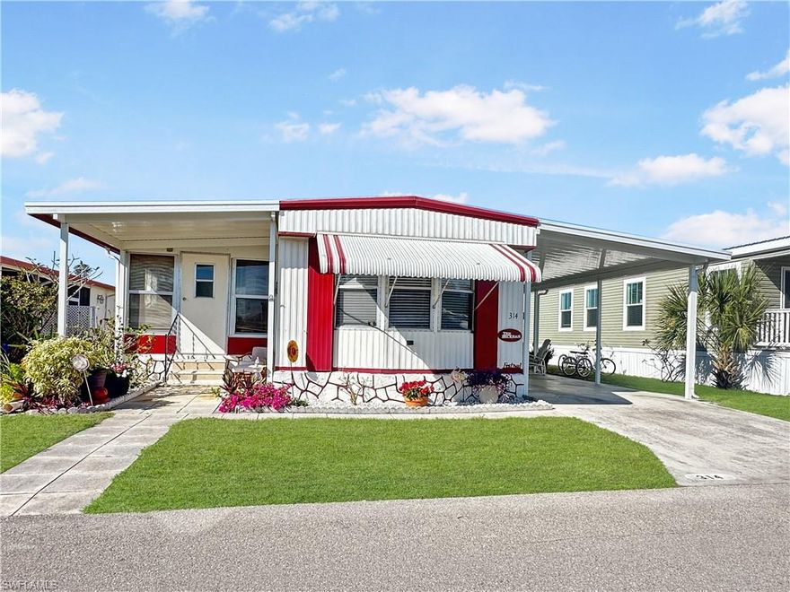 Welcome to easy Florida living in this move-in ready, turnkey furnished 2-bedroom, 2-bath manufactured home in a highly sought-after 55+ community—where you own the land - NO lease fees! This well-maintained home features an updated kitchen, a spacious enclosed sunroom, and a long covered carport—perfect for parking or hosting outdoor gatherings. Need extra storage? The oversized shed, complete with all tools, ladders, etc, with double doors is golf cart-friendly! Enjoy a low-maintenance lifestyle with low HOA fees in a community that offers resort-style amenities: a heated pool, on-site management, clubhouse, shuffleboard, pickleball, bocce ball, weekly bingo, dances, and even a tiki bar! Don’t miss this affordable opportunity to embrace the Florida lifestyle. Schedule your showing today!