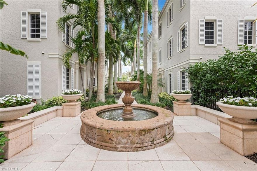Elegantly styled Chatham Place residence located just steps to the best of Naples. Fantastic location three blocks to the beach and some of Naples' finest restaurants and shopping. This three-bedroom-plus office, which could be converted into a fourth bedroom, three-and-a-half-bath, freestanding townhome offers ease of living and comfort. Featuring wood, tile and carpet flooring throughout, a sleek kitchen appliance package, smart home electronics and lighting, home security system, private elevator, designer light fixtures, plantation shutters, large built-in closets, a jetted oversized tub and a clean, epoxy-finished two-car garage. The professionally landscaped courtyard features a dipping pool and colorful blooming plants surrounding a private paved deck and side yard.