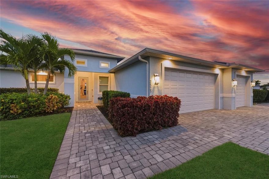 This former Model Home is a beautifully decorated home situated on a large oversized corner lot in the highly desirable Southwest Cape Coral. Professionally staged with designer furniture and décor (negotiable), the home reflects superior craftsmanship, thoughtful design, and extensive upgrades throughout.
Designed with both elegance and functionality in mind, the residence features an open great room floor plan with porcelain wood-plank tile flooring, 8' solid-core doors, double crown molding, and tray and coffered ceilings with accent lighting in both the gathering space and the primary suite. Large sliding pocket doors in the gathering space and primary bedroom seamlessly connect indoor and outdoor living.
The chef’s kitchen showcases wood cabinetry with crown molding, quartz countertops throughout, a tiled backsplash, under-cabinet and upper cabinet lighting, and an under-island hot water circulation pump, making it ideal for both entertaining and everyday living. Additional interior upgrades include a whole-home interior and exterior in-ceiling sound system, keyless entry, and a comprehensive security camera system.
Outdoor living is exceptional, featuring a 37’ x 10’ covered lanai overlooking an award-winning pool design. The resort-style pool includes multiple water features, a sun shelf, two gas fire bowls, LED lighting, paver decking, and a picture-window screen enclosure—creating a stunning private retreat. A screened front entry door allows for natural airflow throughout the home.
The exterior is equally impressive with extended landscaping, a 6' private fence, and an extra-large paver driveway offering additional 47’ x 47’ off-street parking—ideal for guests, boats, or recreational vehicles. The garage is fully insulated and upgraded with cabinetry and additional downlighting. Mechanical upgrades include a condensate pump for the A/C system.
This home is truly a must-see and is offered fully furnished. The seller has invested extensively in upgrades, making this residence move-in ready and ideal for even the most discerning buyer.