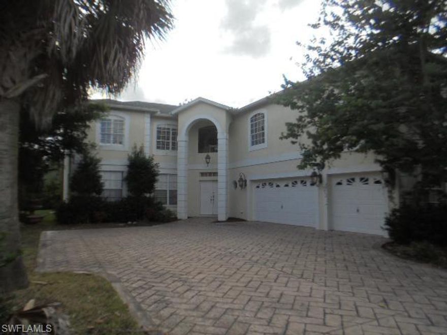 This 5 bedroom, 5 bath home has OVER 4100 sq feet of living area! Located in a private cut-de-sac backing up to a preserve!! This Mediterranean home is  located in Stoneybrook - a gated community of 1,120 homes located in beautiful Estero. Stoneybrook's location, directly adjacent to the Pinewood Elementary School, is most convenient for growing families. Stoneybrook housing options include condos, attached villas and single-family homes.  Homes within Stoneybrook wrap the golf course which is an independent entity from the community. The Stoneybrook Golf Course features a Jed Azinger designed 18-hole, par 72, 7,353 yard championship course Stoneybrook amenities include a clubhouse, pool, spa, fitness center, tennis, in-line roller hockey rink, basketball, and horseshoe, soccer and baseball fields, bocce ball, bike paths and a playground. This home needs some TLC but remember a little sweat could start building your equity today! LOCATION LOCATION LOCATION! This is an Auction. This property is bank owned. It is sold in “as-is” condition without repairs or warranty. Buyer is responsible for verifying all information contained in this listing.