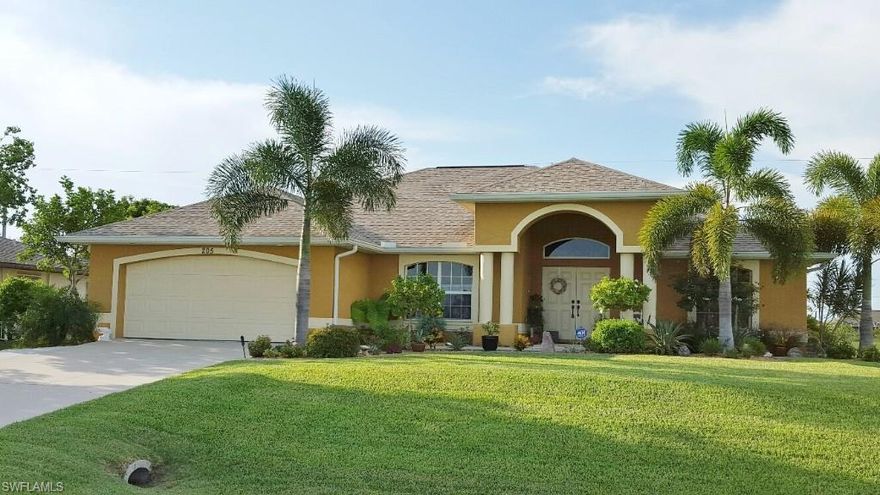 Beautiful curb appeal! This is a very well taken care of home! Very bright and open feel when you walk through the double door entry to the view out the triple pocket slider to the gorgeous, newer, free form pool. Home feels larger than it is including a formal dining room and breakfast room. Pocket sliders from the breakfast room to the pool area. Kitchen has granite counters, stainless steel appl, new faucet and beautiful 42" cabinets. 18" tile throughout the home. Master bath has walk in shower, private toilet, his and her sinks with granite counters. Spacious 2nd bath also has granite counter w/ large, tiled, walk in shower. Laundry inside the home with brand new washer and dryer. Master bed has crown molding and HUGE walk in closet! Large under truss lanai for entertaining! $15,000 in new landscaping!! Full lawn irrigation system. Brand new reservoir pump, salt tank and relay switch for the well equip. Garage features hurricane garage door, 2 work benches and overhead cabinets. Pool has solar cover and child safety fence. This is truly a must see home!