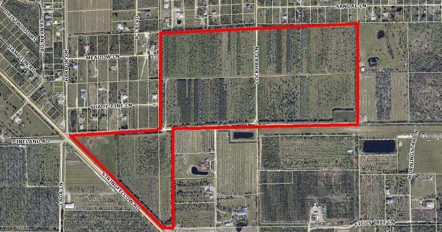 102.3 Acres...Located at the North end of Pine Island at the corner of Stringfellow Rd, Pineland, Harbor Dr & Beau Ln... Sale is for 4 parcels. "102.3 Upland Acres" Bokeelia, There are some Tropical palm trees otherwise it's Cleared land, Well,  irrigations, bedded rows, water retention. For many years this property was a tropical palm grove. High elevation, in the middle of the widest part of Pine island. Because of the Gulf of Mexico and warm bay waters surrounding this tropical Island (the largest Island in Florida), summer rain, sandy soil and the direct access to I-75 makes this 100+ acre property a commercially viable and a GREAT INVESTMENT  for today and the future. Cape Coral, Ft Myers is our neighbor, one of the fastest growing locations in Florida and in the United States. Grow palms, Mangos, Tropical plants, Horses, divided able into 2.7 acre tracts... this land has so much potential ... Location Location Location...  AG-2 zoning.