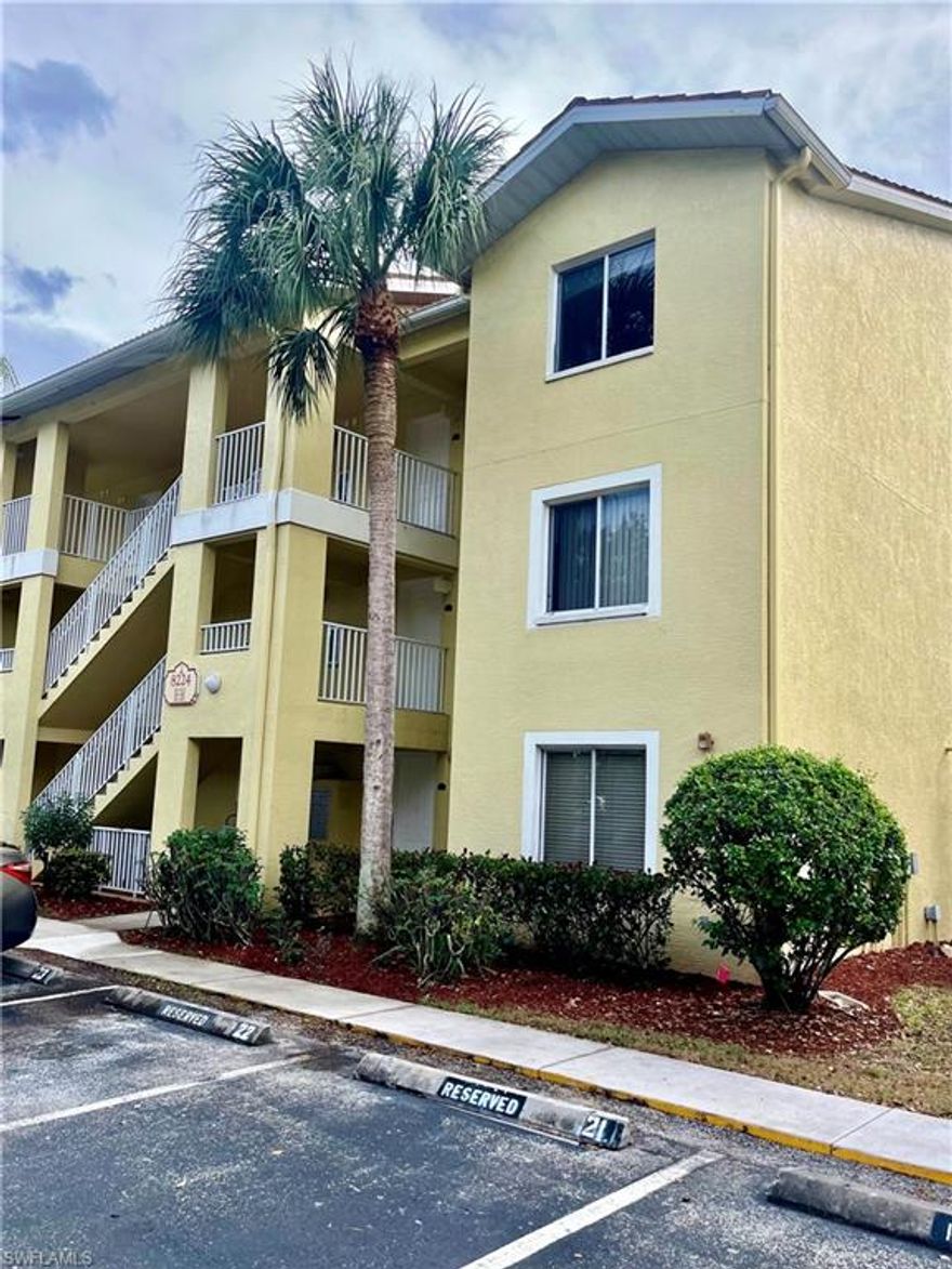 Rare 3 bedroom lease opportunity in  Key Royal!! This first floor, end unit, 3 bedroom, 2 bath condo in Key Royal on Immokalee Road is available for immediate occupancy! NO CARPET, there is tile throughout the unit. The unit has a one year old  A/C unit and a covered carport parking spot, as well as an additional parking spot.  Enjoy a serene LAKE VIEW from the screened lanai with an extended brick paver patio. Key Royal has wonderful amenities including a community pool and spa, exercise room, clubhouse, trash valet, and car wash area. It is zoned for Laurel Oaks, Oakridge, and Gulf Coast schools, and is minutes away from an ever-increasing amount of retail, medical and dining options, as well as I75. It is approximately 8 miles to the nearest beach. No Pets. No Smoking.