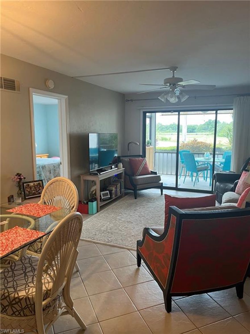 Don't miss this charming condo at a great price! Perfect for snowbirds looking for a turnkey home. Condo is in a  peaceful park-like setting, in a quiet location. Very comfortable 2 bedroom 2 bath condo with lake view from both the front as well as screened rear patio. Condo has tile throughout, a nice sized kitchen, and in unit laundry. Enjoy relaxing in your community pool with a covered area to enjoy gathering with friends. Condo fees include water as well as exterior lawn and landscape maintenance. This move-in ready condo is priced to sell.